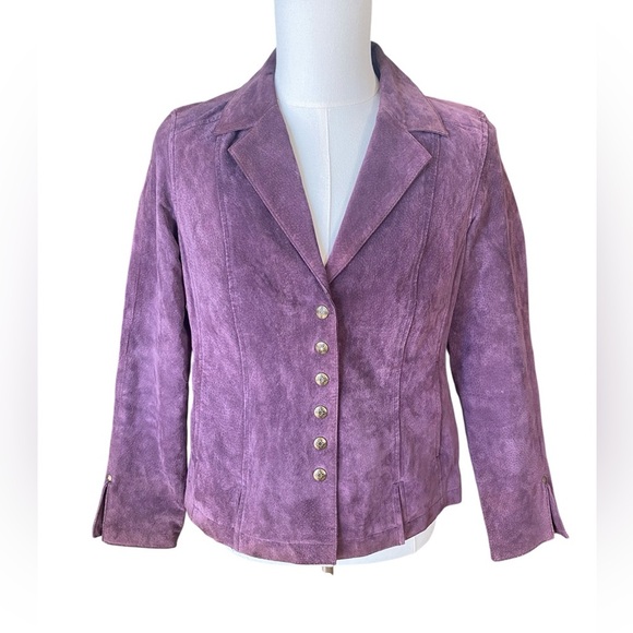 Live a Little plum leather jacket SZ M - Picture 1 of 7
